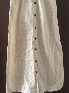 Boho Linen Button-Front Midi Dress