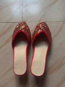 Embellished Red Jutti Style heels