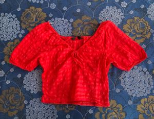 Smocked Red Crop Top