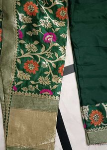 Elegant Green banarsi Kurta Set with Dupatta