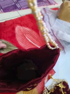 Embroidered Maroon Potli Bag