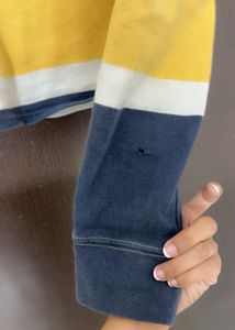 Striped Long Sleeve Polo Top