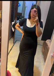 Chic Black Ruched Maxi Dress🎀❤️