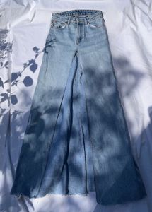 long slit denim skirt