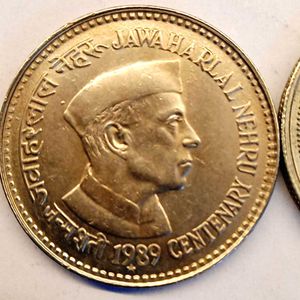UNC ₹5 Jawaharlal Nehru &amp; Indira Gandhi Coin Combo