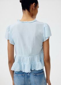 H&amp;M Light Blue Ruffle Tiered Top(never worn)