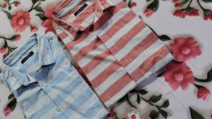 Striped Button-Down Shirts - Set of 2
