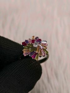 Vibrant Gemstone Statement Ring 925 silver