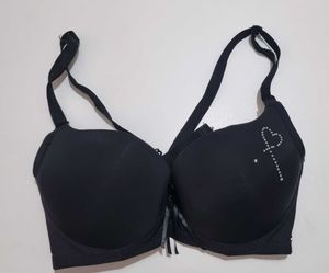 Navy Blue And Black Pushup Bra