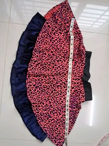Leopard Print, Velvet, Pink Mini Skirt For Girls