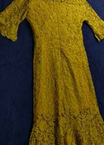Yellow Lace Dress with Bell Sleeves