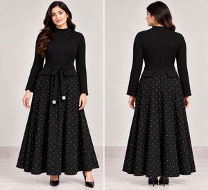 Elegant Black Polka Dot Maxi Dress
