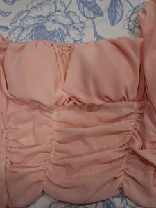 Chic Ruched Puff Sleeve Top( Padded)