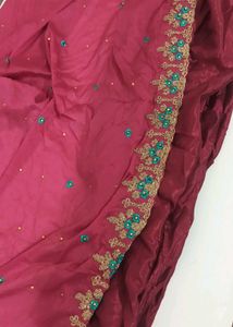 Elegant Maroon Kurta with Embellished Neckline