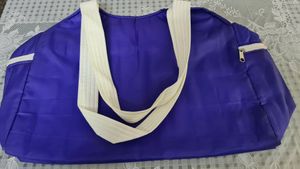 Purple and white synthetic Tote Bag