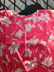 Floral Print Pink Kurta