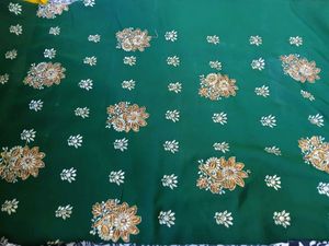 Emerald Green Embroidered Saree