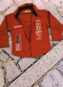 45. Red Ferrari Print Shirt