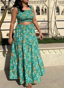 Green Floral Tiered Co-ord Set