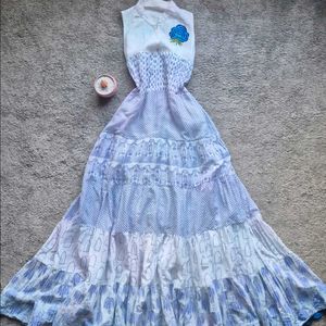 Blue Tiered Long Frock