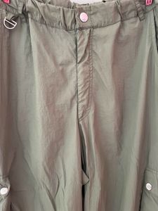 Olive Green Parachute Cargo Pants