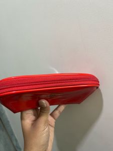 Red Patent Cosmetic Pouch Set of 2