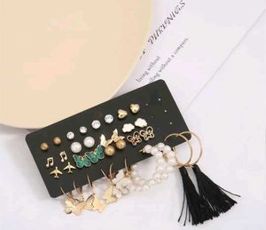 Cute Butterfly & Pearl Earring Set