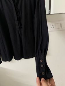 AND Black Ruffled Neck Top