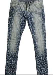 Floral Print Denim Jeans