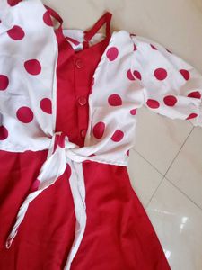 Chic Red Polka Dot Dress with Shrug