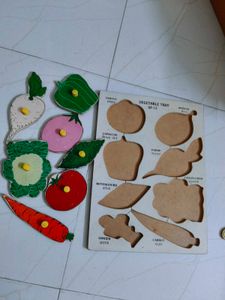 Wooden fruit, veg. shape shorting puzzle