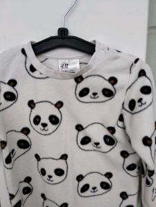 Cute Panda Print Fleece Top