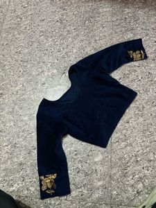 Elegant Navy Blue Embroidered Skirt