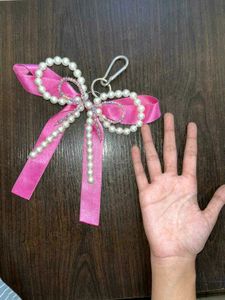 Cute Pearl Ribbon Large size Bow Keychain💖