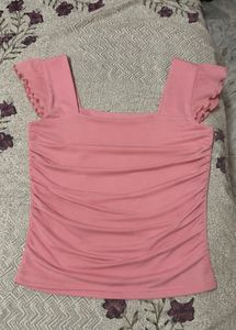Cute Pink Ruched Crop Top