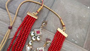 Stunning Red Beaded Necklace Set