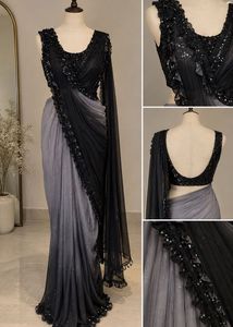 Ready to wear 1 min Elegant Ombre Sequined Saree
