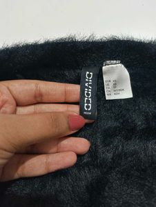 Black Furry Off shoulder warm top