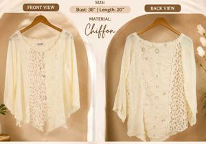 Mastro Italy Designer Chiffon Top | Embroidered