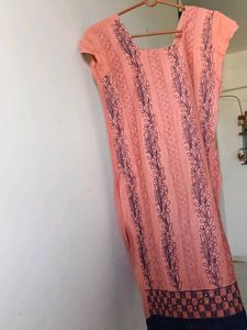 Peach Embroidered Kurta Top