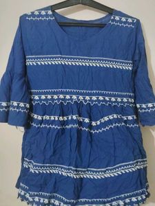 Blue Embroidered Top