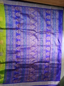 Bomkai Blue &amp; Green pure Silk Saree