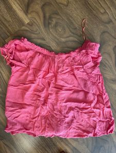 Cute Off-Shoulder Button-Up Top
