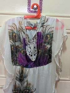 Vero Moda Peacock Print Kaftan Dress