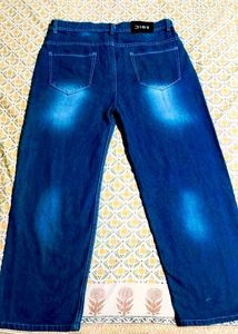 Blue Wide Leg Denim Jeans