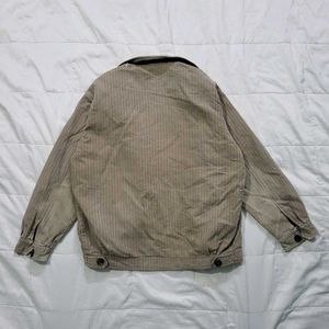 Vintage Beige Textured Utility Jacket