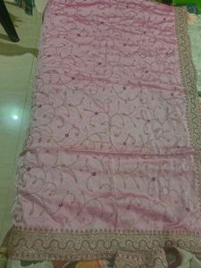 Elegant Pink Embroidered Saree