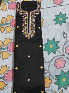 new unstiched Embroidered Black Kurta Fabric