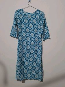 Blue &amp; White Print Kurta