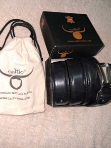 Celtic Black Leather Belt with Box